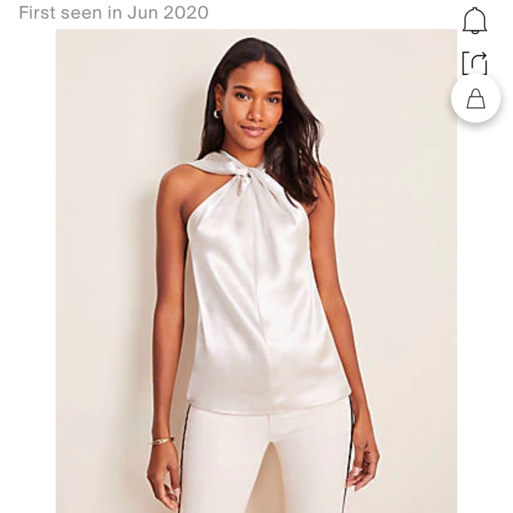 Ann Taylor silky twist neck halter cream metallic